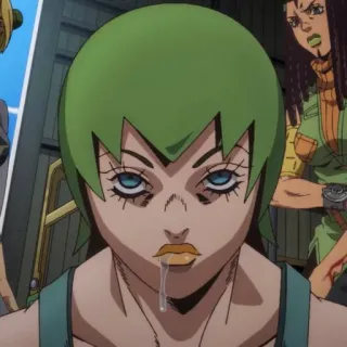 🌊 Foo Fighters JoJo's Bizarre Adventure anime, character, jojo's bizarre adventure, foo fighters, green hair telegram sticker