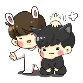 ☹ милый, мультфильм, аниме, уши, каваий, зайчик, кот telegram sticker