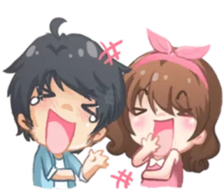 😝 cartoon, couple, love, happy, sticker, cute whatsapp sticker