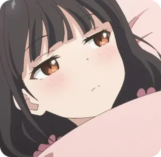 😒 动漫, 女孩, 躺, 脸, 可爱, 困倦 telegram sticker