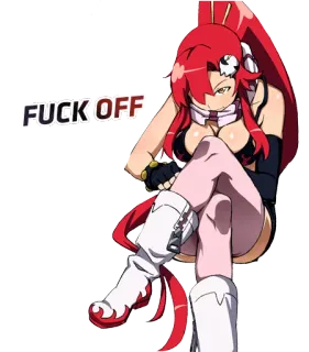 🖕 FUCK OFF anime, offensive, red hair, girl, cartoon telegram sticker
