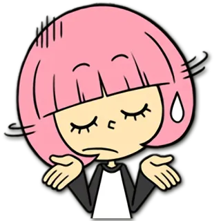 😕 cartoon, confused, girl, shrugging, pink hair telegram sticker