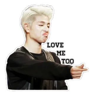 ❤️ LOVE ME TOO uomo, K-pop, amore, musica, indicando, cantante whatsapp sticker