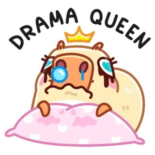 😢 DRAMA QUEEN Королева драмы, Хомяк, плачущий, эмоциональный, Подушка, Мультфильм, Корона telegram sticker