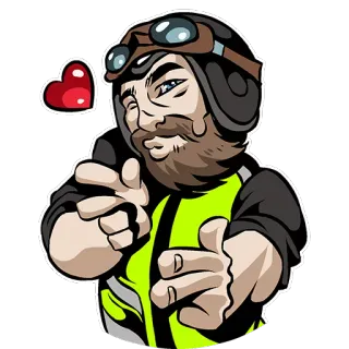 ❤️ パイロット, 飛行士, ハート, 漫画, キャラクター whatsapp sticker