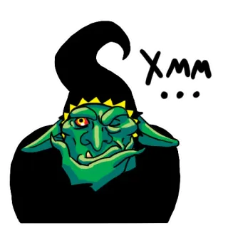 🤨 Xmm... goblin, fantasy, monster, cartoon, green, illustration whatsapp sticker