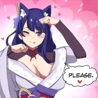 😋 PLEASE. Anime, Kocie uszy, Słodkie, Prośba, Błaganie, Serca telegram sticker