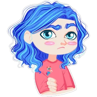 🧐 nhãn dán, hoạt hình, cô gái, tóc xanh, dễ thương, phong cách anime telegram sticker