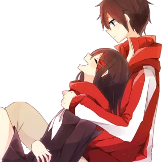❤ anime, couple, romance, hug, cartoon, love, happy telegram sticker