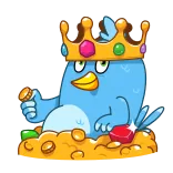 🤑 burung, raja, mahkota, emas, harta, kartun, kekayaan telegram sticker