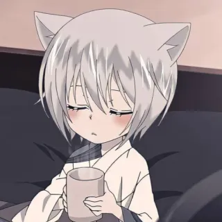 🍵 动漫, 孩子, 狐狸, 耳朵, 困, 可爱 telegram sticker