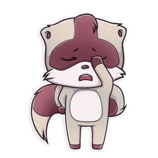 😫 triste, piangere, procione, cartone animato, arrabbiato, emoji, adesivo telegram sticker
