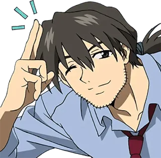 👋 Anime, Pria, Kedipan, Senang, Dasi telegram sticker