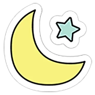 🌙 月亮, 星星, 星空, 夜晚, 贴纸, 可爱, 黄色, 蓝色 telegram sticker