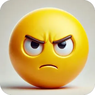 😠 Emoji, Arrabbiato, Dispiaciuto, Faccia, Giallo, Cartone animato telegram sticker
