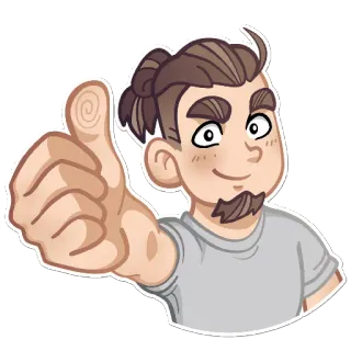 👍 남자, 만화, 엄지척, 승인, 긍정적, 제스처 telegram sticker