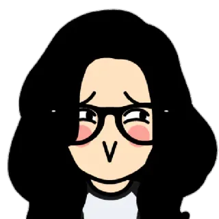 🙂 dessin animé, femme, lunettes, fille, portrait, mignon telegram sticker