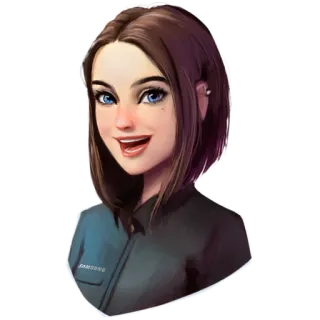 😄 Sam (Virtual Assistant) SAMSUNG виртуальный ассистент, мультфильм, портрет, цифровой ассистент telegram sticker