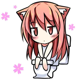 🚽 fille anime, toilettes, kawaii, manga, chibi, mignon, oreilles de chat telegram sticker
