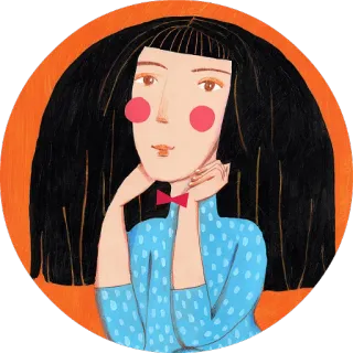😊 potret, ilustrasi, wanita, kartun, gadis whatsapp sticker