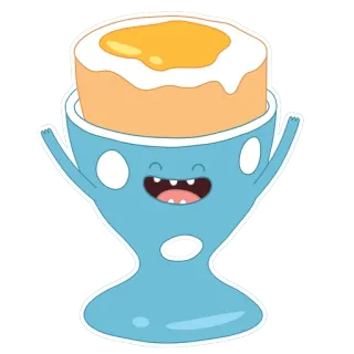 🤩 ovo, xícara, desenho animado, comida, fofo, adesivo telegram sticker