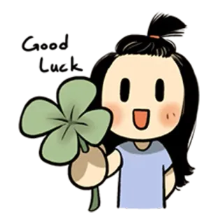 🍀 clover, luck, girl, cartoon, four-leaf clover telegram sticker