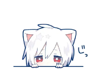 👀 じー anime, cat, stare, cute, manga whatsapp sticker