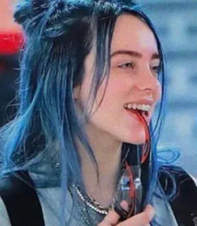 🌚 Billie Eilish นักร้อง, คนดัง, ป๊อปสตาร์, ดนตรี, Billie Eilish, ภาพเหมือน telegram sticker