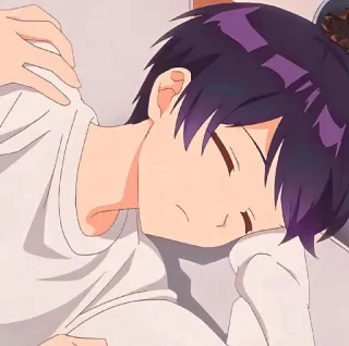 😔 anime, sleep, resting, comfort, anime boy telegram sticker