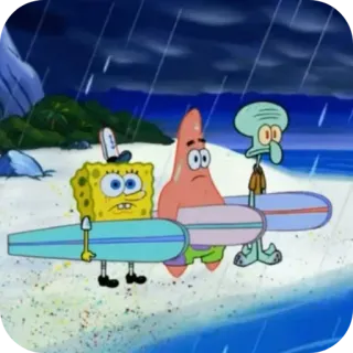 😐 Spongebob Spongebob Squarepants spongebob, patrick, squidward, surfing, cartoon telegram sticker