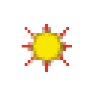 ☀ pixel, sol, amarillo, rojo, fuego, estrella whatsapp sticker