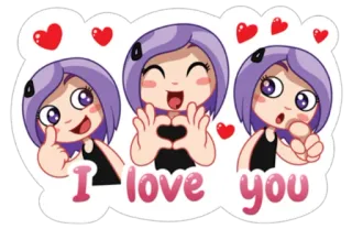 💘 I love you miłość, serce, uczucie, słodkie, kreskówka, dziewczyna, romantyczny telegram sticker
