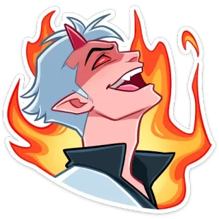 🔥 démon, animé, feu, dessin animé, autocollant, illustration, diable whatsapp sticker