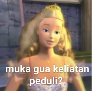 😌 Barbie muka gua keliatan peduli? Barbie, Mem, Śmieszne, Indonezyjski whatsapp sticker