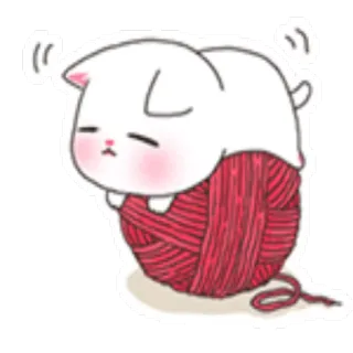 ⚽ chat, laine, pelote de laine, mignon, endormi, kawaii, autocollant, dessin animé telegram sticker