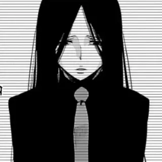 😰 Anime, Mangá, Personagem, Mulher, Gravata, Preto e branco telegram sticker