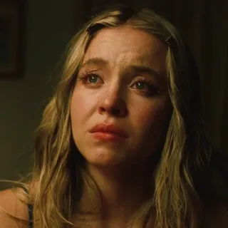💉 woman, sad, crying, face, portrait, blonde telegram sticker