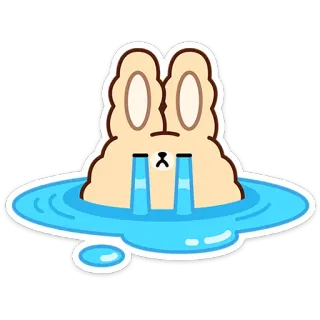 😭 悲伤, 哭泣, 兔子, 卡通, 水, 情感, 贴纸 telegram sticker