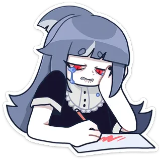 ✍️ anime, girl, sad, crying, drawing, shark telegram sticker