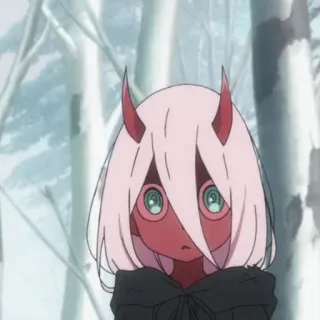 🐚 Zero Two Darling in the Franxx anime, Zero Two, Darling in the Franxx, cute, horns telegram sticker