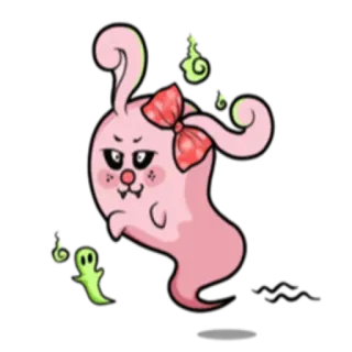 👻 fantasma, conejo, lindo, kawaii, tenebroso, dibujos animados, rosa telegram sticker