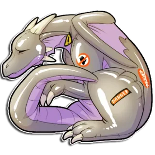 😞 WARNING! DANGER! dragon, warning, danger, inflatable, cartoon, fantasy, sticker telegram sticker