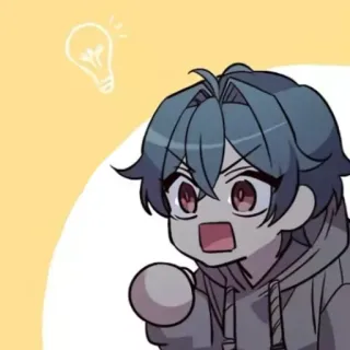 🍭 anime, cartoon, lightbulb, shocked, hoodie, idea whatsapp sticker