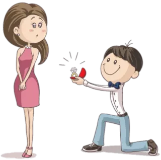 💍 помолвка, предложение, любовь, мультфильм, романтика telegram sticker