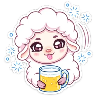 🍺 овца, пиво, милый, животное, мультфильм, напиток telegram sticker