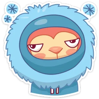❄ Kreskówka, Zima, Kaptur, Śnieg, Chill, Postać, Słodki whatsapp sticker