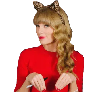 😸 Taylor Swift célébrité, chanteur, chat, oreilles, léopard, femme, rouge telegram sticker