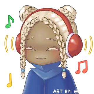 🎵 ART BY: @ Dibujos animados, Música, Personaje, Auriculares, Notas, Arte telegram sticker