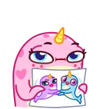 😡 만화, 일각고래, 귀여운, 동물, 스티커, 기발한, 그림 telegram sticker