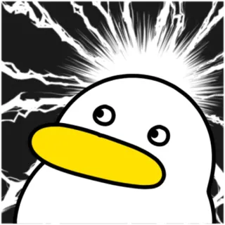💬 鸭子, 卡通, 动物, 可爱, 插图, 黄色喙, 白色 telegram sticker